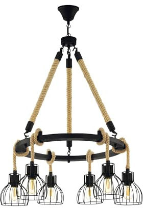 EGLO Pendellampe Rampside 6 flammige Vintage Pendelleuchte