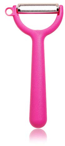 Kochblume Original Sparschäler | Universalschäler, Edelstahl, spülmaschienengeeignet (pink, Y-Piranha)
