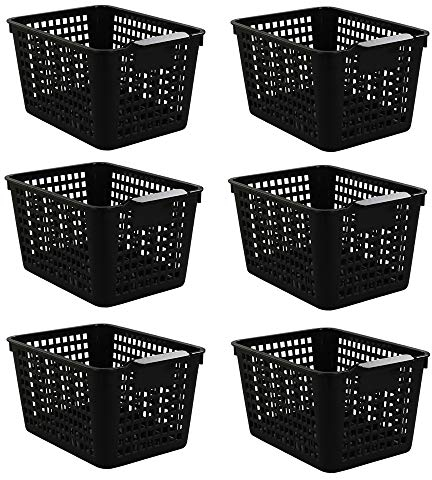 Yarebest 6-pack Black Basket, Plastic Storage Baskets, Cupboard Basket