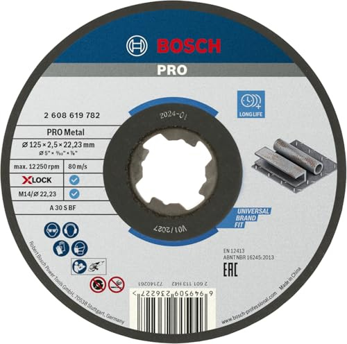 Bosch Professional 1x Disco de Corte X-LOCK Standard for Metal (para Metal, Ø 125 x 2,5 x 22,23 mm, Recto, Accesorio Amoladora)