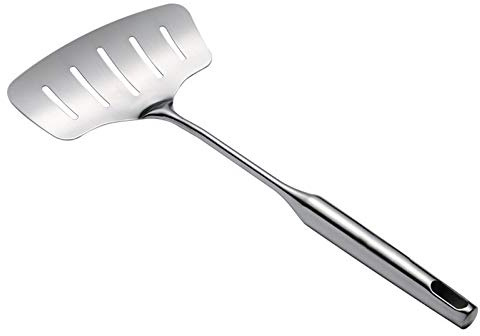 Fischwender Schlitzspatel Pfannenwender Küchenspatel Filtern Sie Überschüssiges Öl Bequem Edelstahl Robust und Spülmaschinenfest Zum Drehen von Eiern,Burgern, Pizza,Fleischscheiben,Grillen von 38.5 cm