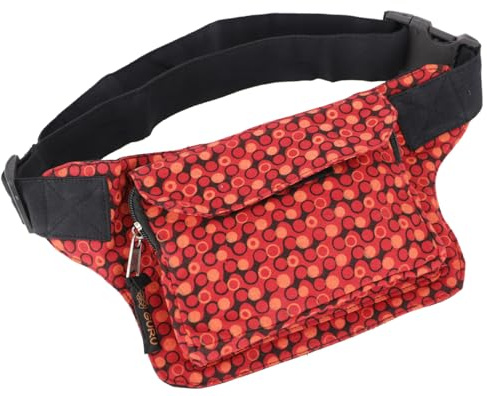 GURU SHOP Bedruckte Stoff Sidebag & Gürteltasche, Farbenfrohe Bauchtasche, Hüfttasche - Rot, Herren/Damen, Baumwolle, Size:One Size, 16x20x5 cm, Festival- Bauchtasche Hippie