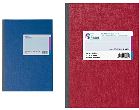 König und Ebhardt König & Ebhardt 8614272 Geschäftsbuch / Kladde (A4, kariert 70g/m², 96 Blatt Klebebindung) & 8616271 Kladde, A6, kariert, rot