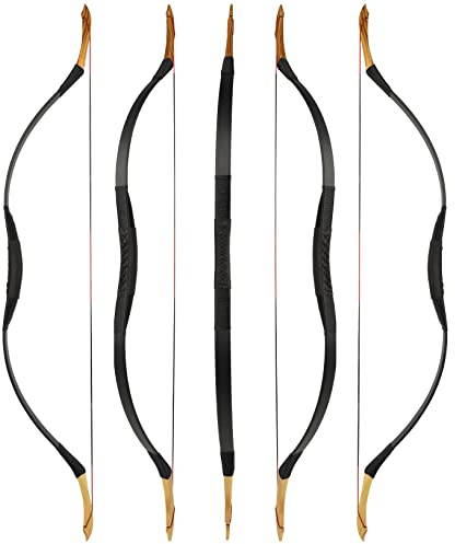 wolfman Traditionelles Bogen Recurvebogen Langbogen Sportbogen Bogenschießen Jagdbogen handgefertigter Holzbogen asiatischer mongolischer Bogen für Erwachsene Teenager Linke rechte Hand(D, 25Lbs)