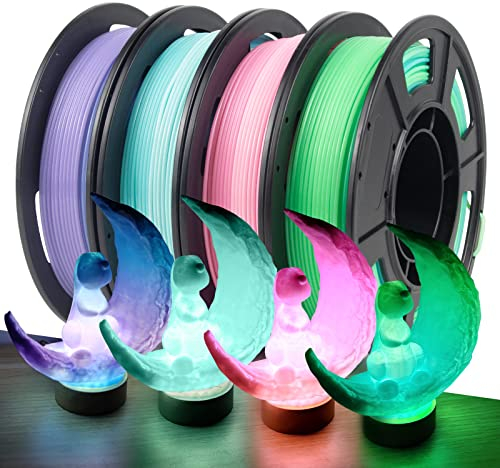 IEMAI PETG 3D Drucker Filament, Gradient Translucent PETG Filament 1,75mm Farbwechsel-Set, Blau Grün/Rosa Weiß/Blau Weiß/Lila, 4 * 250g Set