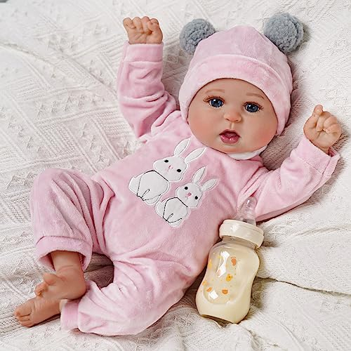 BABESIDE 20-Inch Lifelike Reborn Baby Doll with Soft Body – Realistic Newborn Girl Silicone Doll with Clothes, Open Eyes, and Play Accessories – Gift for Girls Age 3+