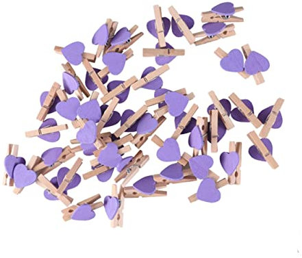 Cabilock Love Holzklammern Aus Holz 50 Stück Kleine Fotoclips Für Basteln Heimdekoration Praktische Liebesclips Violett
