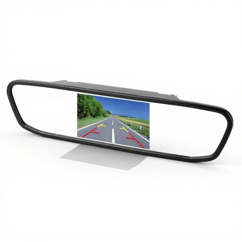 Monitor per Telecamera per Specchietto Retrovisore, Monitor per Specchietto Retrovisore per Auto da 4,3 Pollici Schermo LCD TFT HD Ingresso Video a 2 Canali