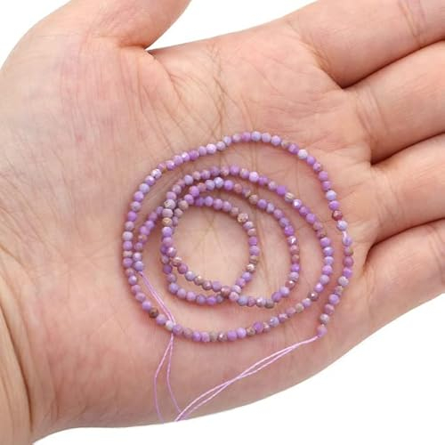 FFIME Naturstein-Edelstein, facettierte kleine Perlen, Amethyst-Achat, handgefertigt, Basteln, DIY-Trend, Armband, Halskette, Schmuck, lila Glimmer, 3 mm