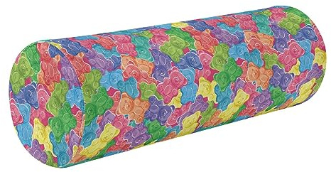 FRODOTGV Bunte süße Gummibärchen, Nackenrolle, Lendenwirbelkissen, rundes Kissen, Zylinder, Schaumstoffkissen, Nackenkissen
