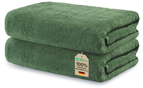 Ôhm Badetuch Baumwolle 70x140 cm Tannengrün 2er-Set | Ideales Format zum Abtrocknen nach der Dusche, nicht sperrig – perfekt für täglichen Gebrauch oder unterwegs.