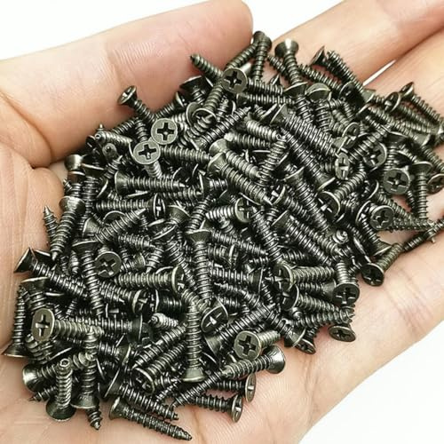 100pcs/pack M2 M2.5 M3 Steel Mini Micro Small Flat Head Round Pan Head Self-tapping Screws Wood Furniture Screws-M3-10mm-Antique Brass color