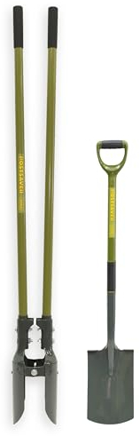 Postsaver Post Hole Digger & Digging Fork | Fence Post Shovel Steel Handles | Digs Up to 6-Inch Holes | Spade (Post Hole Digger & Fork)