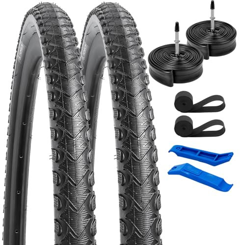 YunSCM 2Pcs Faltbar 28 Zoll Reifen 28x1.60 700x42C Mantel 42-622 und 2Pcs 700C Schlauch FV48mm Valve kompatibel City Bikes, Rennräder 700x40C 700x42C Fahrradreifen und Schlauch