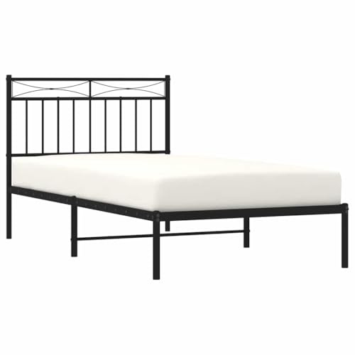 vidaXL Giroletto con Testiera in Metallo Nero 100x190 cm