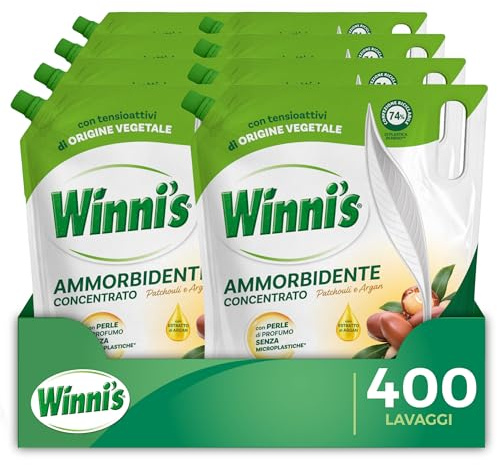 Winni's Ammorbidente Lavatrice, Patchouli e Argan, 400 Lavaggi, 1250 ml x 8