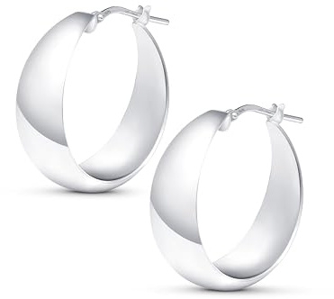 Amberta Kvinnor 925 Sterling Silver Kraftiga Creoler: Sterling Silver Kraftiga Creoler 25 mm