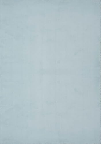 the carpet Relax – Superweiches Badezimmerteppich, Flauschige Badematte in Felloptik, rutschfest & Waschbar (30°C), Ultra Soft Badvorleger Anti-Rutsch für Bad & WC, Blau, 80 x 150 cm