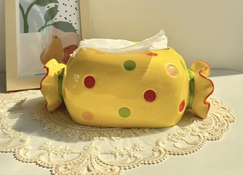 Taschentuchbox, kreative Taschentuchbox, Zuhause, Schlafzimmer, Wohnzimmer, Han Feng, süßer Süßigkeitenkarton, Keramik, Kunsthandwerk, Ornamente. (Color : Yellow)