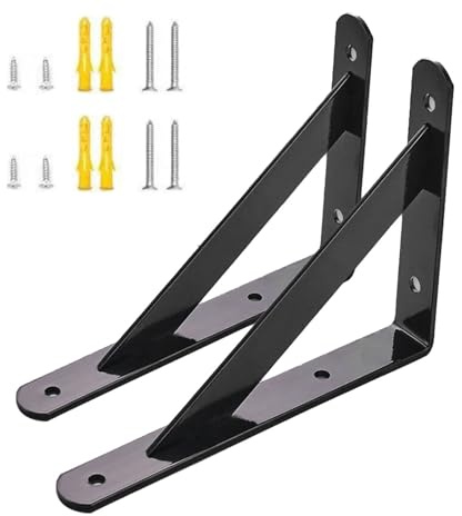 NBKJDSXL 2 Stück Regalhalterungen,Regalhalterung Schwarz, 90 Grad Winkel Regal Regalbodenträger Zur Wandmontage von Regalbrettern,mit Schrauben (B,50cm/19.69in)