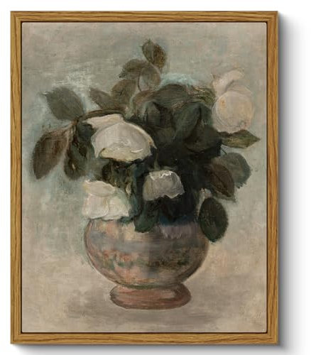 ARPEOTCY Leinwand Bilder mit Rahmen, Vintage Wandbilder, Klassisch Wand Deko Wohnzimmer Schlafzimmer Badezimmer Küche, Bauernhaus Zimmer Deko Aesthetic, Blumen Painting, 20x25cm, klein