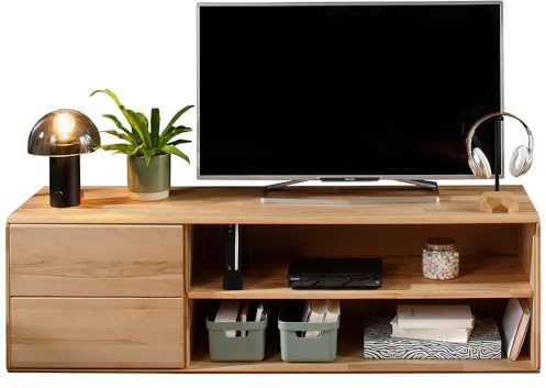 Lomadox Lowboard ca. 149 cm breit Massivholz Fernsehschrank TV Board Fernsehtisch Medienschrank Unterschrank modern in Kernbuche