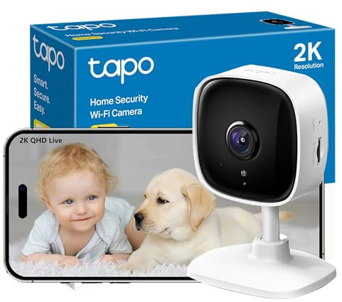Tapo 2K Indoor Security Camera, Dog Camera,Baby Monitor, Motion Detection, 2-Way Audio,3MP, Night Vision, Cloud &SD Card Storage, Works with Alexa & Google Home, No Hub Required C110 (Renewed)