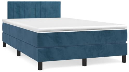 qohoio Boxspringbett mit Matratze & LED Bett Mit Bettkasten Bett Boxspringbett Betten Boxspringbett Mit Matratze Dunkelblau 120x190 cm Samt - 3270169
