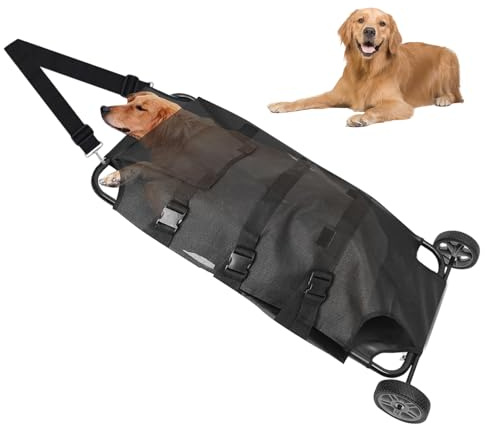 Eleeferri Dog Stretcher Trolley 110lbs for Large Breeds, 45 x 22Inch Pet Transport Stretcher with Noiseless Wheels,Expandable Animal Transport Emergency Carrier Gurney, Veterinary Rescue Stretcher