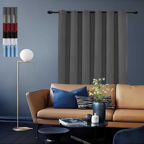 GOUSUN Thermo Gardinen Vorhang mit Ösen 80 x 190 cm Kälteschutzvorhang Winter Warm Thermovorhang mit Ösen Blickdicht mit Ösen für Schlafzimmer, Dunkelgrau