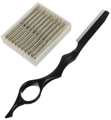 WRITWAA Rasoir à Effiler Cheveux Professionnel en Acier Inoxydable avec 10 Lames, Surface Lisse et Antidérapante, pour Salon de Coiffure et Usage Domestique