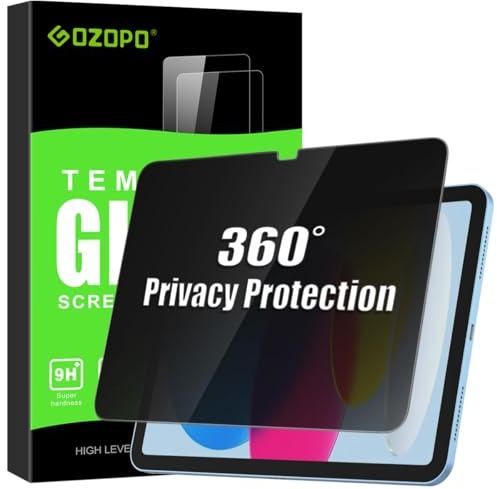 GOZOPO 360° Sichtschutz Folie für iPad A16 11. Gen 2025/ iPad 10. Gen 2022 | 4-Wege Anti-Spy Panzer Schutz Glas Displayschutz