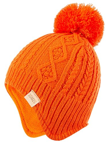 Baby Beanie Hat, vintervarm stickad mössa och halsduk med pom pom för flickor, vintermössa för småbarn (0-36 månader)
