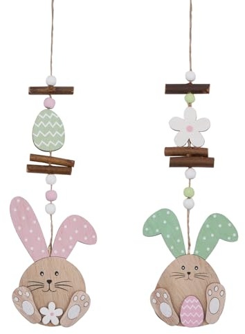 2 Stück Osterdeko Innen Holz Osterhasen Ostern Deko Aufsteller für Ostern Modern Osterhase Deko Frühling Ostereier Rabbit Easter Decoration Osterdekoration für Haustür Fenster
