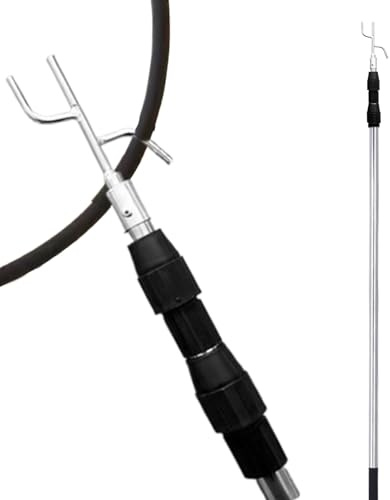 Truck Cargo Retriever Hook - Cargo Grabber Reach Retriever Tool | Edelstahl Greifer Greifer Werkzeug Vielseitiges Schwerlast-LKW Zubehör LKW Bett Greifer Stange mit 2 Haken