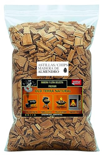 Astillas de Almendro para Encender Fuego, Aroma Natural, Chips de Leña, Color Negro, Tamaño Estándar, 15 x 5 x 3 cm (1, Almendro)
