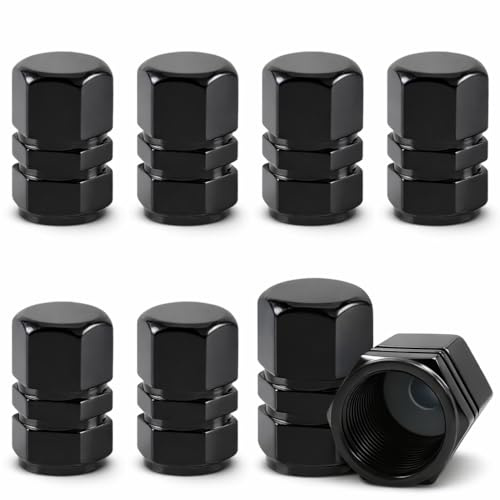 ACKKOR 8 Tapones de Válvula de Aluminio, Capuchones Antipolvo de Metal para Moto, Camión, Bicicleta, Patinete Eléctrico, Universales para Neumáticos de Coche