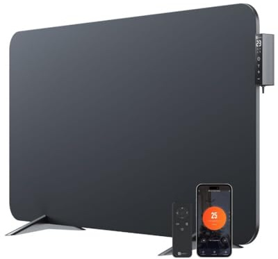 BR Bringer® Hybrid Infrarotheizung 1000 W bis 20 m² Schwarz | Elektroheizung mit Konvektion, Smart Thermostat, WiFi und App - zur Wandmontage oder als energiesparendes Standgerät