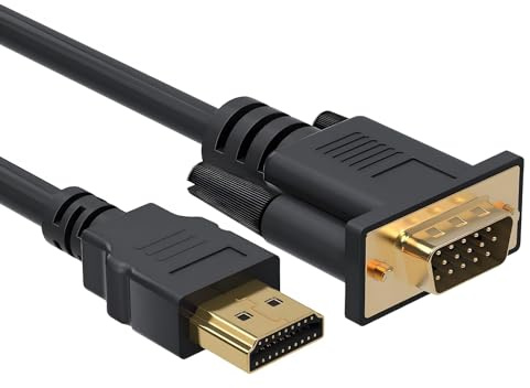 JiangZShangM HDMl auf VGA kabel, 1,8 m, HDMI zu VGA Konverter Kabel, integrierter Signalchip, Full-HD-1080p, vergoldete Stecker, für Studenten, Lehrer, Büroanwender, Präsentationen, Heimkino