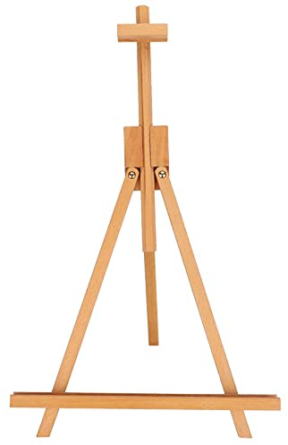Baxnore Cavalletto in legno in miniatura, treppiede in legno di faggio lavorato a mano, robusto, con cornice, display da tavolo, per pittura, pubblicità, opere d'arte, studenti, ar
