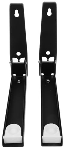 Milisten 2pcs Black Steel Folding Microwave Oven Wall Mount Rack with Extendable Brackets, Thickened Wall-mounted Oven Shelf for Kitchen Storage and Space Saving
