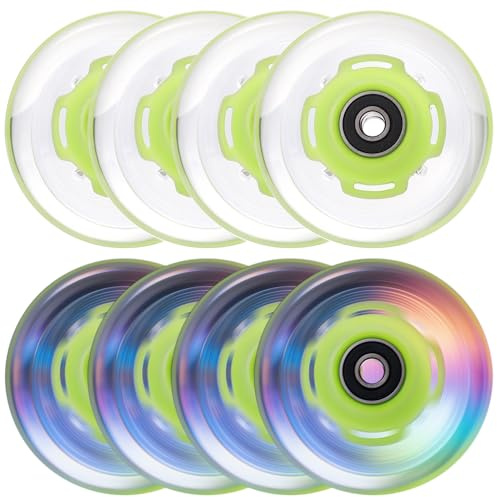 Set di 8 ruote luminose in linea – 72 mm, 76 mm, 80 mm, con cuscinetto a sfera ABEC-9 – Ruote a LED per pattinaggio | 82a 85a Inline Skate Wheels per K2 Hudora Gonex Apollo