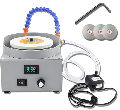 Electric Bench Sander with Wet and Dry Function, Adjustable Speed and Water Flow for Metal, Jade, and Glass