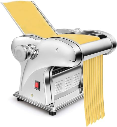 Macchina per Pasta Elettrica Automatica Professionale, Motore Rame 135W, Spessore Impasto Regolabile 0,3-4mm, Taglierini Multipli per Pasta Fresca Fatta in Casa e Pasta per Ravioli,Three Blades