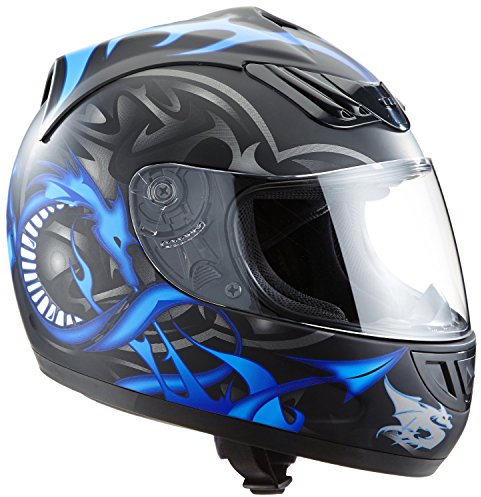 protectWEAR Casco moto blu H-510-11BL design drago - M