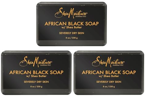 Shea Moisture Organic African Black Soap, Seife with Sheabutter, 227 g, 3 Stück
