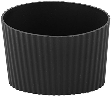 sourcing map Silikon Haushalt Hitzebeständig Anti Verbrennung Rutschfest Glasflasche Becher Schalen Hülsen Schutz Abdeckung Schwarz