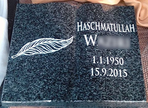 designgrab NeroL102-40x30x8 cm Grabstein offenes Buch aus Granit Nero Impala inkl. Beschriftung von Vor- und Nachname sowie Geburts- und Sterbedatum
