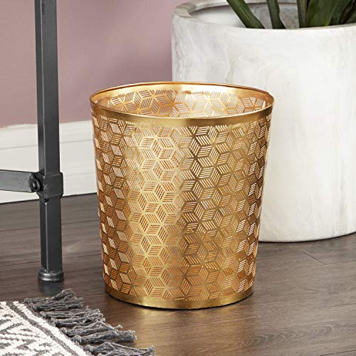 CosmoLiving by Cosmopolitan Petite poubelle géométrique en métal avec motif sculpté au laser, 22,9 x 22,9 x 25,4 cm, doré