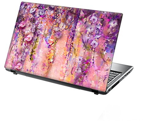 TaylorHe Folie Sticker Skin Vinyl Aufkleber mit bunten Mustern für 15 Zoll 15,6 Zoll (38cm x 25,5cm) Laptop Skin Bunte Blumen, Rosa